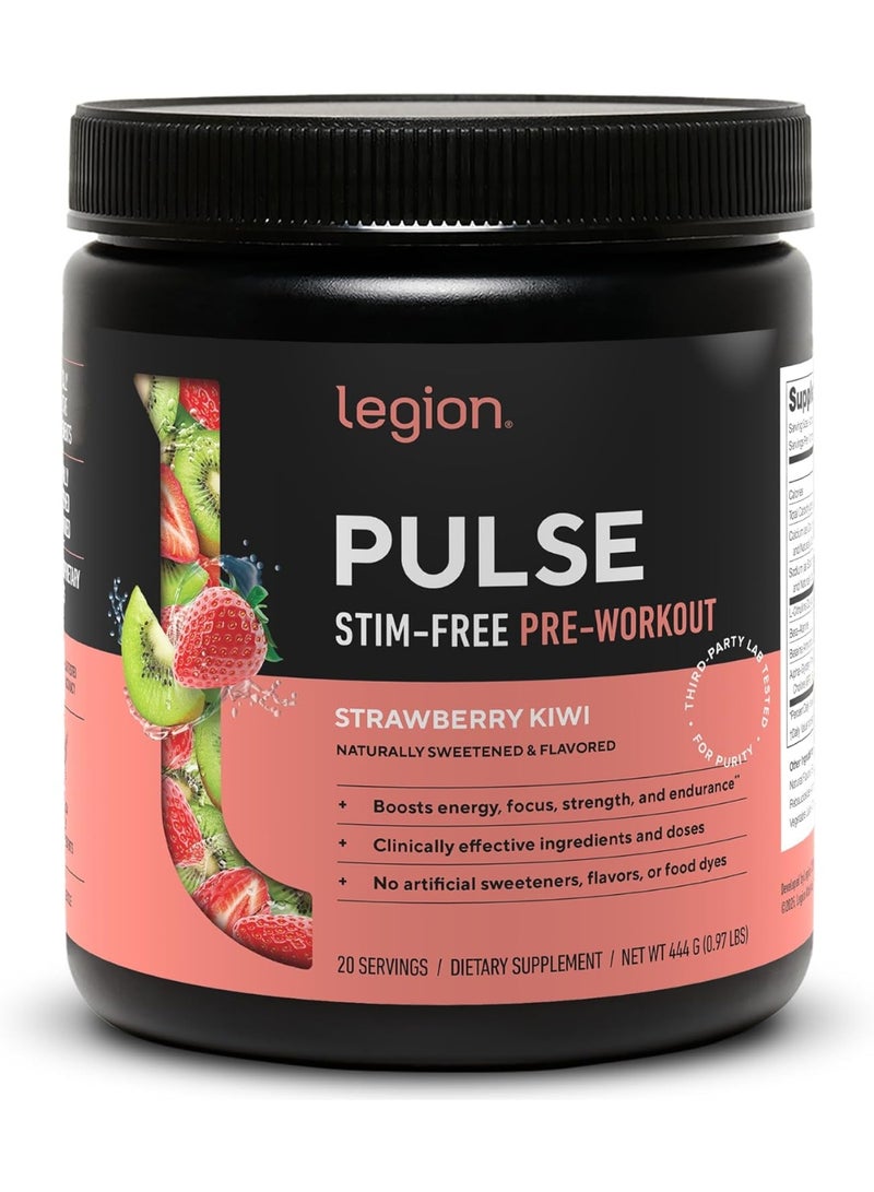 LEGION Pulse Pre Workout Strawberry Kiwi | Natural Nitric Oxide Booster | Creatine Free Energy Pre-Workout | Beta Alanine & Citrulline + Alpha GPC - Image 1