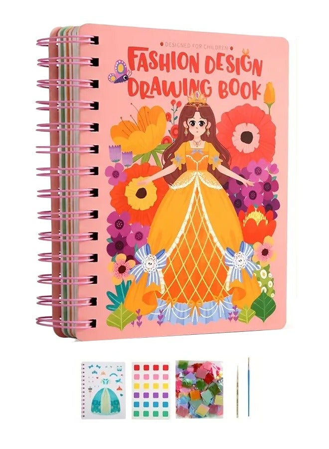 ELLEGLAM 3-in-1 Princess Dress-Up Activity Book for Kids – Includes Watercolor Puzzle, Stickers & DIY Paper Craft Kit – Art Toy for Girls, Princess Drawing & Creative Play  - Image 1