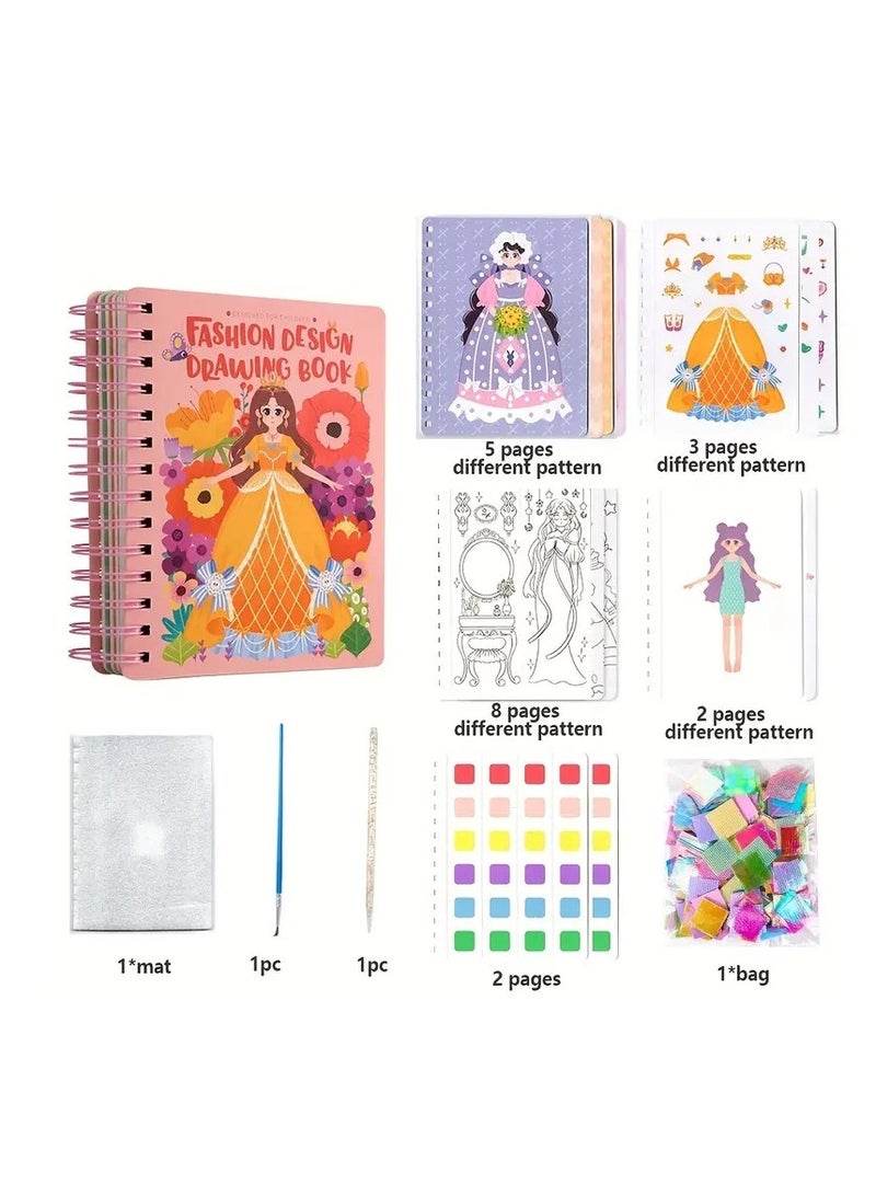 ELLEGLAM 3-in-1 Princess Dress-Up Activity Book for Kids – Includes Watercolor Puzzle, Stickers & DIY Paper Craft Kit – Art Toy for Girls, Princess Drawing & Creative Play  - Image 3
