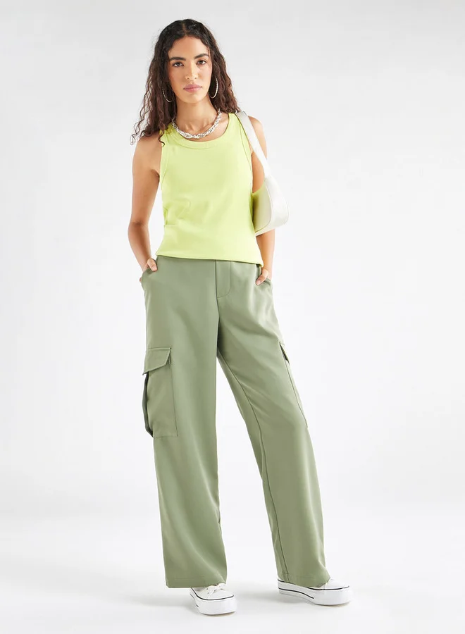 Splash FAV Solid Relaxed Fit Pants with Pockets