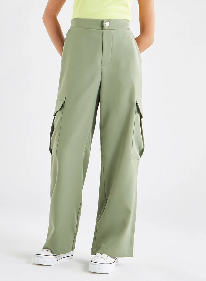 Splash FAV Solid Relaxed Fit Pants with Pockets