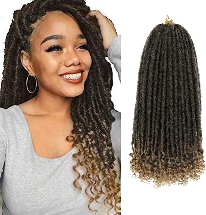 MODERN QUEEN 6Pcs/Lot Crochet Faux Locs Straight Curly Ends 16 Inch Short Goddess Locs Crochet Hair Goddess Braids Crochet Hair Extensions (1B-27#) - Image 1