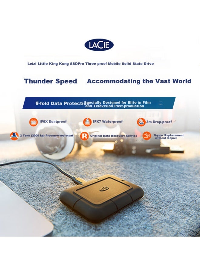 Lacie Rugged Ssd Pro Thunderbolt 3/4 1tb Portable Solid State Drive Pssd Ip67 Waterproof Dustproof Shockproof Directly Connects To Phone