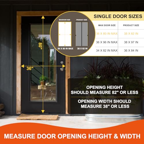 Iduontis Fiberglass Magnetic Screen Door Fit Door Size 36 x 80 in- Heavy Duty Fiberglass Screen Door Mesh for Interior Door, Patio and Sliding Doors - Door Screen Magnetic Closure Let Fresh Air in - Image 2