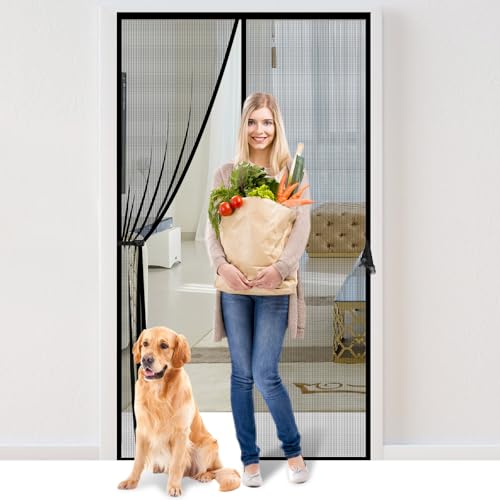 Iduontis Fiberglass Magnetic Screen Door Fit Door Size 36 x 80 in- Heavy Duty Fiberglass Screen Door Mesh for Interior Door, Patio and Sliding Doors - Door Screen Magnetic Closure Let Fresh Air in - Image 1