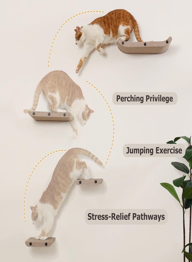 HAPYKITYS Wall Mounted Cat Shelves and Perches,Scratcher Cat Beds & Furniture for Indoor Cats, Soft PET Felt Feline Climbing Wall Set, Modern Jungle Gym System for Lounging and Sleeping(Set of 4-Oatmeal) - Image 5
