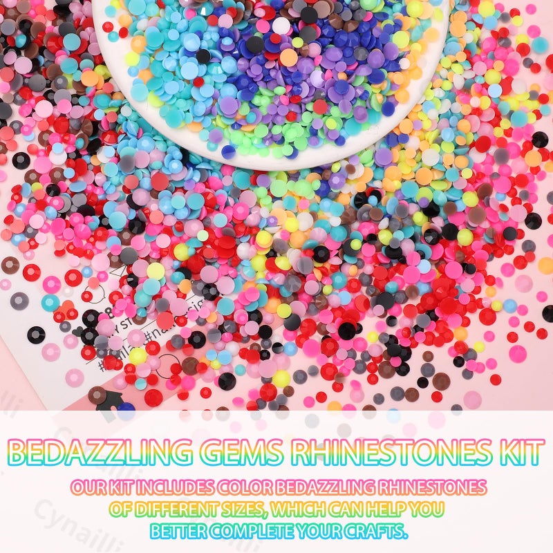 Cynailli 15 Grids Resin Rhinestones for Crafting, Rainbow Colors Bedazzling Gems Kit, Black Red Pink Blue Purple Orange Color Jelly Resin Rhinestones for Nails Face Eyes Makeup Crafts Tumblers Bottles - Image 4