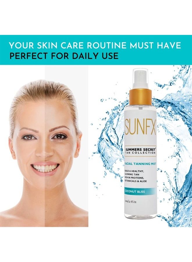 sunfx Ultra Hydrating Facial Tanning Mist for face & body (4floz) - Hyaluronic Acid - Vegan - Cruelty-Free - Long Lasting Self Tanner (Coconut Bliss)  - Image 3