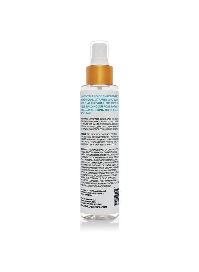 sunfx Ultra Hydrating Facial Tanning Mist for face & body (4floz) - Hyaluronic Acid - Vegan - Cruelty-Free - Long Lasting Self Tanner (Coconut Bliss)  - Image 2