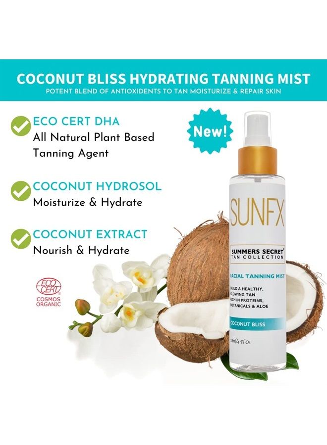 sunfx Ultra Hydrating Facial Tanning Mist for face & body (4floz) - Hyaluronic Acid - Vegan - Cruelty-Free - Long Lasting Self Tanner (Coconut Bliss)  - Image 4
