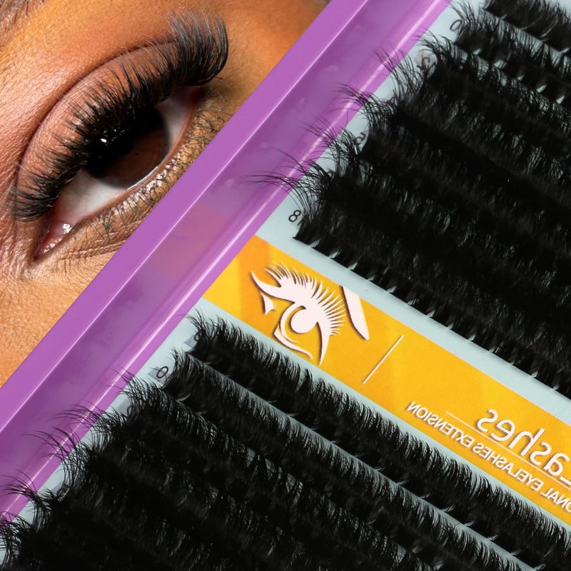 Himirell Lash Extension Kit - 280 Pcs 60D+80D Thick Wispy Clusters (9-18MM) with D & C Curl for Home Makeup - Image 1