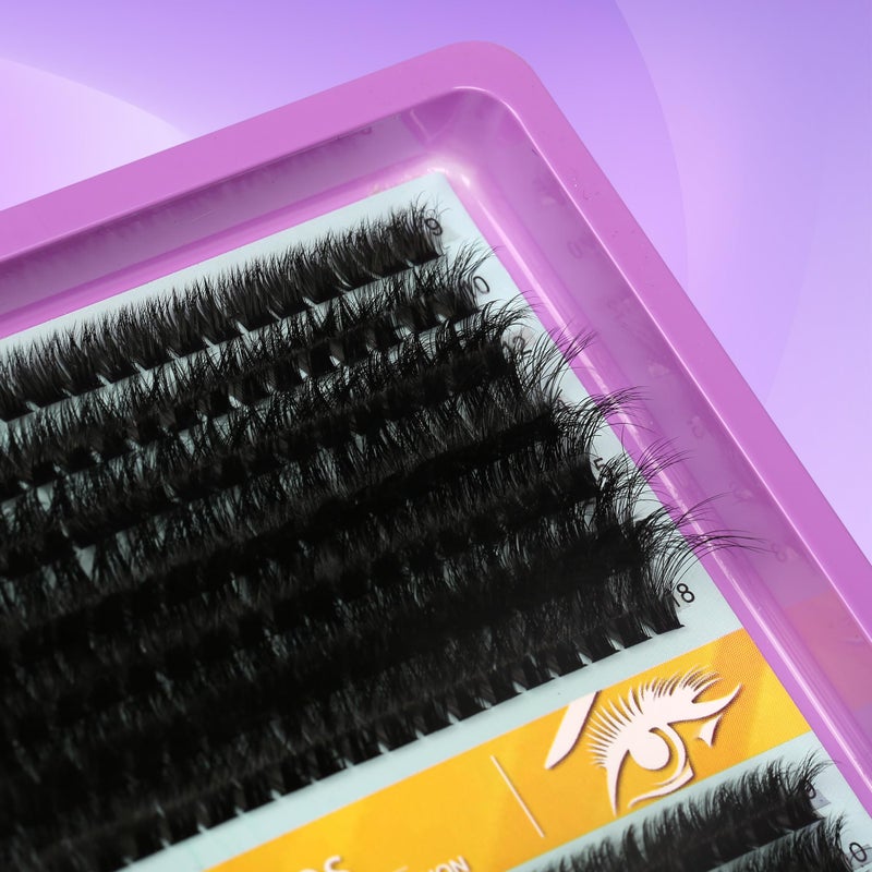 Himirell Lash Extension Kit - 280 Pcs 60D+80D Thick Wispy Clusters (9-18MM) with D & C Curl for Home Makeup - Image 4