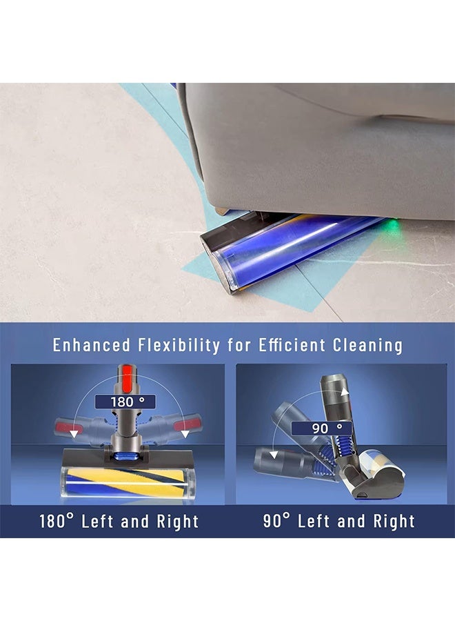 بكومور ملحقات المكنسة الكهربائية رأس المحرك لـ Dyson V7 V8 V10 V11 V15 — رأس فرشاة أرضية دوارة ناعمة مع موصل سريع الفك، ومصباح LED لكشف الغبار، وملحق مكنسة كهربائية متوافق مع الأرضيات الصلبة والسجاد، ورأس تنظيف بديل وقطع غيار - Image 3