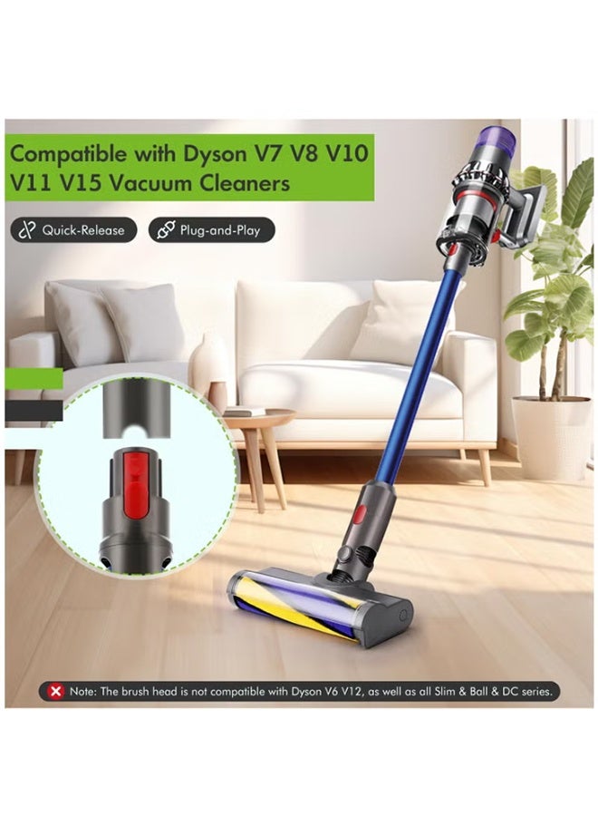بكومور ملحقات المكنسة الكهربائية رأس المحرك لـ Dyson V7 V8 V10 V11 V15 — رأس فرشاة أرضية دوارة ناعمة مع موصل سريع الفك، ومصباح LED لكشف الغبار، وملحق مكنسة كهربائية متوافق مع الأرضيات الصلبة والسجاد، ورأس تنظيف بديل وقطع غيار - Image 2