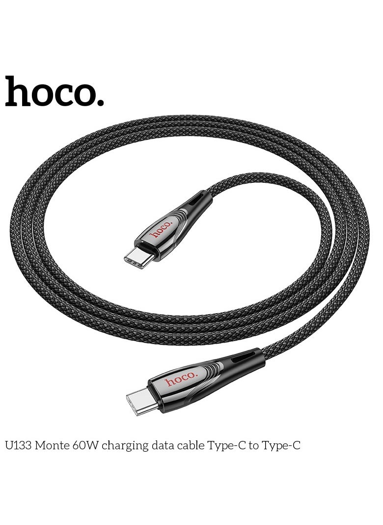 Hoco - U133 Monte 60W Charging Data Cable Type-C to Type-C Fast Charging & High-Speed Data Transfer for USB-C Devices - Gray - Image 1