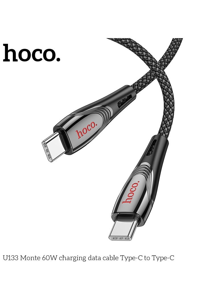 Hoco - U133 Monte 60W Charging Data Cable Type-C to Type-C Fast Charging & High-Speed Data Transfer for USB-C Devices - Gray - Image 1