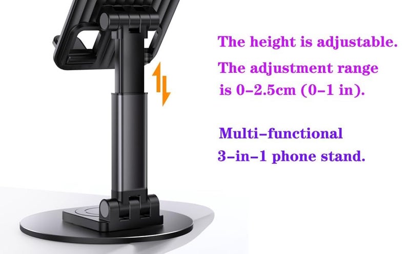 WALLVIEW TECH Mobile Phone Stand 360° Rotation Height and Angle Adjustable Cell Phone Stand for Desk Office Foldable Desktop Phone Holder for Smartphone 4-10'' Tablet Holder(White) (White) - Image 5