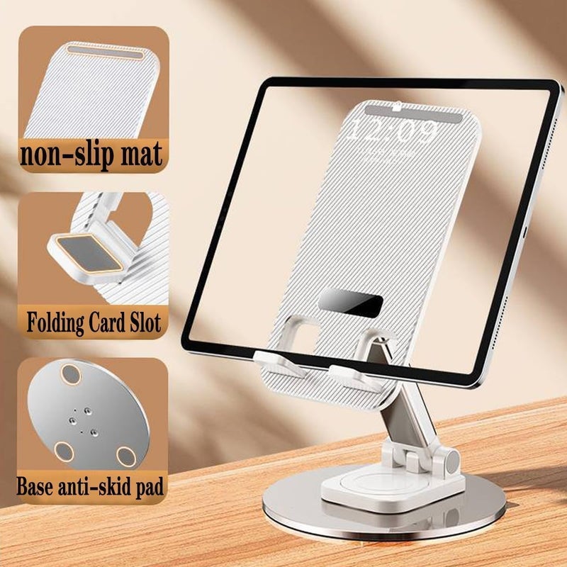 WALLVIEW TECH Mobile Phone Stand 360° Rotation Height and Angle Adjustable Cell Phone Stand for Desk Office Foldable Desktop Phone Holder for Smartphone 4-10'' Tablet Holder(White) (White) - Image 2