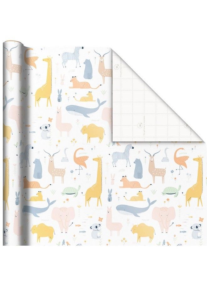 Hallmark Recycled Baby Wrapping Paper With Cutlines On Reverse (3 Rolls: 60 Sq. Ft. Total) Animals Plants Rainbows For Baby Showers Gender Reveal Parties First Birthdays  - Image 5