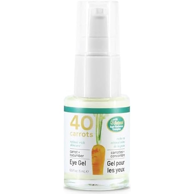40 Carrots Carrot & Cucumber Eye Gel with Retinol for All Skin Types - Smooths Fine Lines & Reduces Wrinkles, Crow's Feet, Dark Circles, Under Eye Bags | Paraben Free (0.5 fl oz) - Image 1