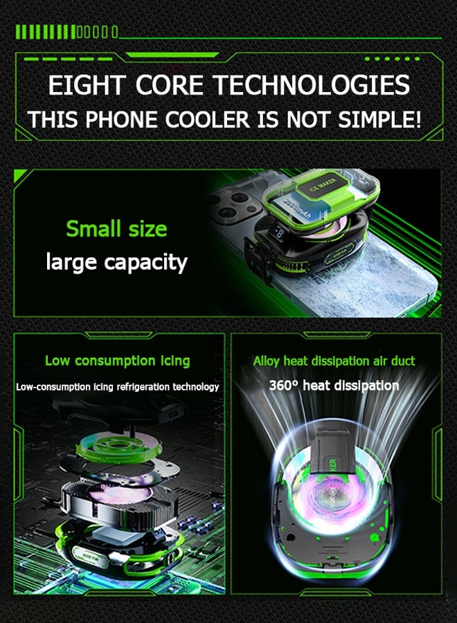 دبليو أف أف أو 3 تروس - الذكاء الاصطناعي التحكم الذكي في درجة الحرارة - مبرد الهاتف المغناطيسي - مع بطارية 3000 مللي أمبير في الساعة / رقعة مغناطيسية / مشبك خلفي للهاتف / كابل شحن - مروحة صامتة - 3 أوضاع إضاءة RGB - مع شريحة تبريد أشباه الموصلات - عرض درجة الحرارة الرقمية ، تدفق الهواء التوربيني ، أوضاع الشحن اللاسلكي والسريع - للألعاب المحمولة / البث المباشر ل Tiktok - Image 2