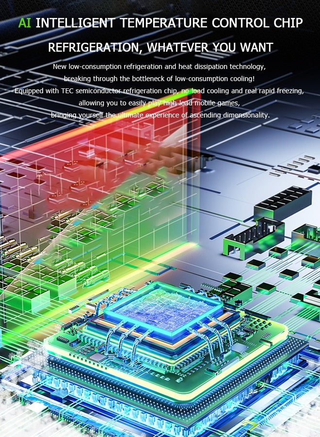 دبليو أف أف أو 3 تروس - الذكاء الاصطناعي التحكم الذكي في درجة الحرارة - مبرد الهاتف المغناطيسي - مع بطارية 3000 مللي أمبير في الساعة / رقعة مغناطيسية / مشبك خلفي للهاتف / كابل شحن - مروحة صامتة - 3 أوضاع إضاءة RGB - مع شريحة تبريد أشباه الموصلات - عرض درجة الحرارة الرقمية ، تدفق الهواء التوربيني ، أوضاع الشحن اللاسلكي والسريع - للألعاب المحمولة / البث المباشر ل Tiktok - Image 4