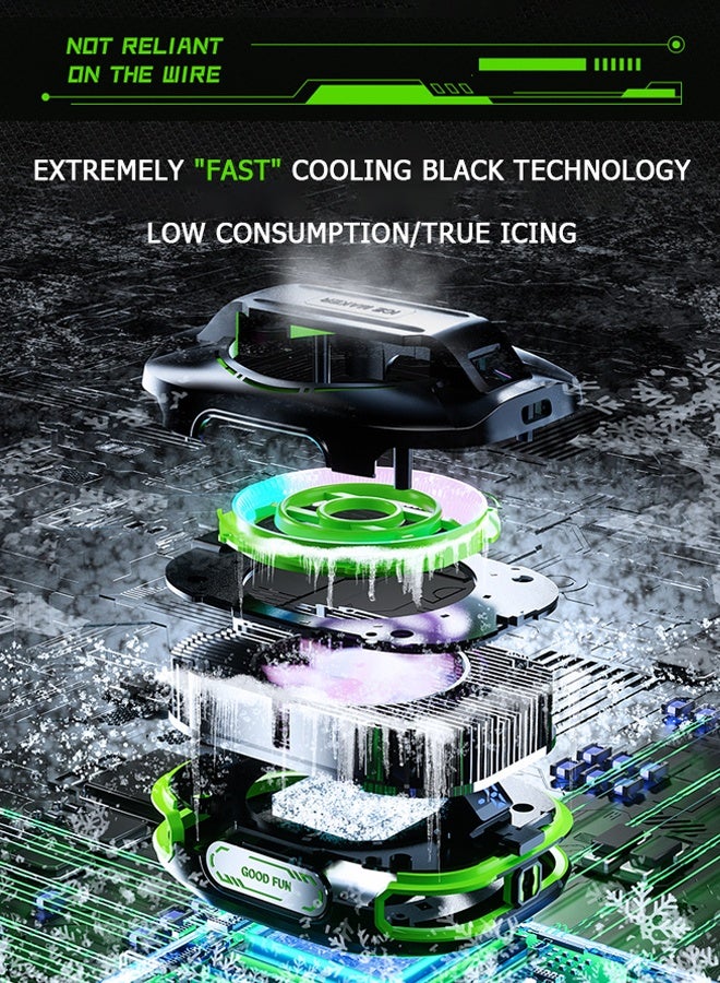 دبليو أف أف أو 3 تروس - الذكاء الاصطناعي التحكم الذكي في درجة الحرارة - مبرد الهاتف المغناطيسي - مع بطارية 3000 مللي أمبير في الساعة / رقعة مغناطيسية / مشبك خلفي للهاتف / كابل شحن - مروحة صامتة - 3 أوضاع إضاءة RGB - مع شريحة تبريد أشباه الموصلات - عرض درجة الحرارة الرقمية ، تدفق الهواء التوربيني ، أوضاع الشحن اللاسلكي والسريع - للألعاب المحمولة / البث المباشر ل Tiktok - Image 5