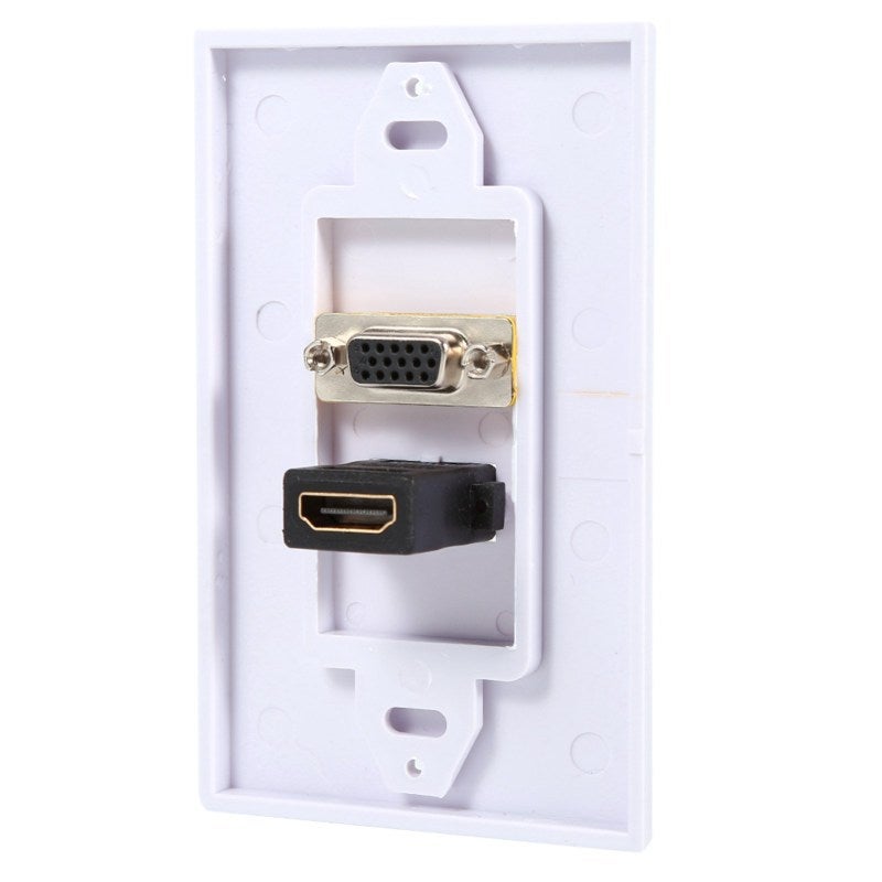 HDMI VGA Wall Plate: 1Port HDMI+1Port VGA Gold-Plated Connectors - Standard Single-Gang ABS Plate for Home Theater Business AV Connection - Image 3