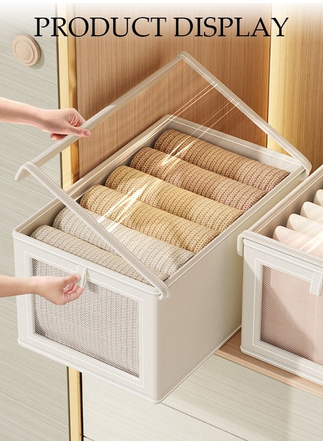 DUNISO 6 Pcs Wardrobe Clothes Organizer, Visible Drawer Organizers with Handles，Foldable Closet Organizer Bins，Moisture and Mold Prevention，Sturdy and Durable，for Home Bedroom Office, Can Store Shirts, T-Shirts, Kids Jeans, Scarves, And Baby Clothes  - Image 4