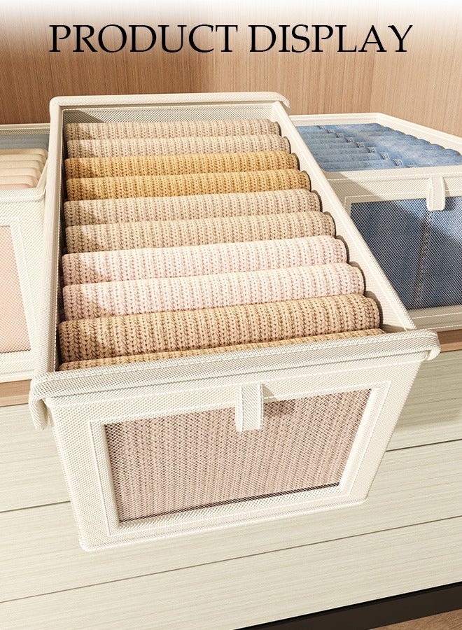 DUNISO 6 Pcs Wardrobe Clothes Organizer, Visible Drawer Organizers with Handles，Foldable Closet Organizer Bins，Moisture and Mold Prevention，Sturdy and Durable，for Home Bedroom Office, Can Store Shirts, T-Shirts, Kids Jeans, Scarves, And Baby Clothes  - Image 5