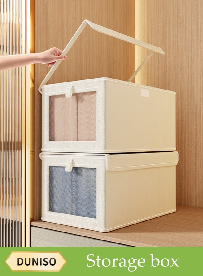 DUNISO 6 Pcs Wardrobe Clothes Organizer, Visible Drawer Organizers with Handles，Foldable Closet Organizer Bins，Moisture and Mold Prevention，Sturdy and Durable，for Home Bedroom Office, Can Store Shirts, T-Shirts, Kids Jeans, Scarves, And Baby Clothes  - Image 1