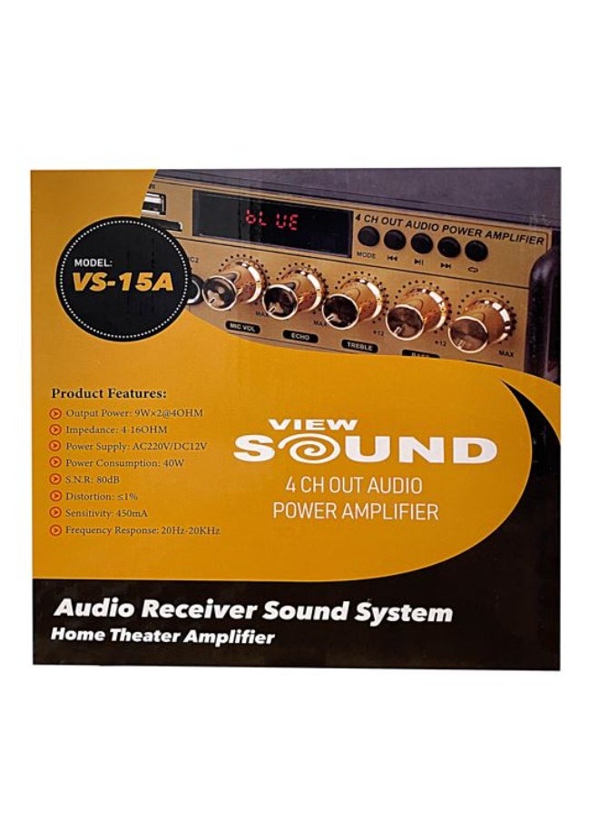 View Sound view sound  audio power amplifier 4ch out -  VS-15A Black*gold  - Image 4