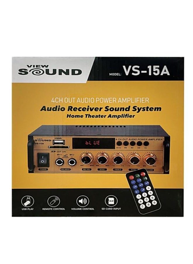 View Sound view sound  audio power amplifier 4ch out -  VS-15A Black*gold  - Image 3