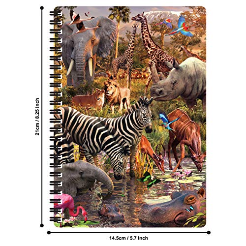3D LiveLife Notebook - Waterhole from Deluxebase. 80 Page Lined Lenticular 3D Safari Animal Notebook. 8.5 x 5.5 in. Superb school or work stationery with artwork licensed from artist David Penfound - Image 3