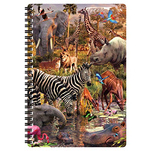 3D LiveLife Notebook - Waterhole from Deluxebase. 80 Page Lined Lenticular 3D Safari Animal Notebook. 8.5 x 5.5 in. Superb school or work stationery with artwork licensed from artist David Penfound - Image 2