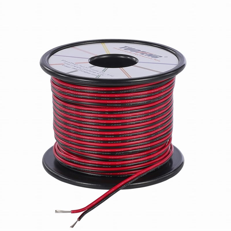 TUOFENG 22awg Electrical Wire 100 ft 22 Gauge Led Wire 2 Pin Extension Cable Wire Red Black Wires 12V/24V DC Cable for Led Strips Single Colour - Image 1