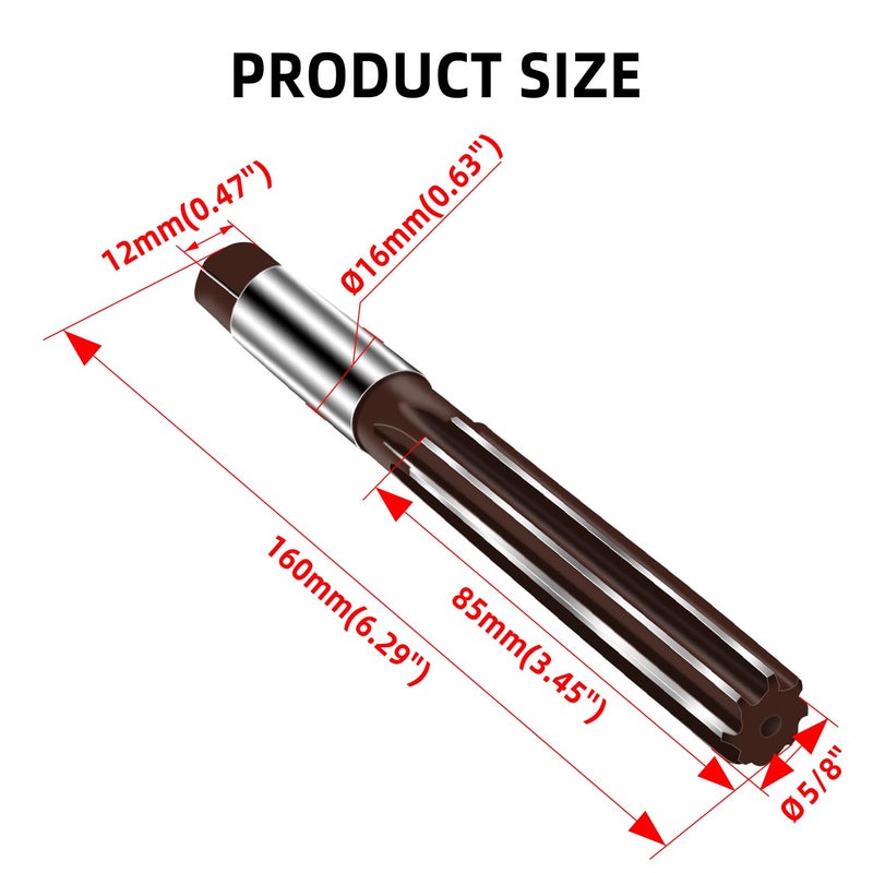 Aopin 1Pcs Alloy Tool Steel Manual Reamer 5/8 "inch (H8) Straight Groove Metal Reamer, Suitable for Expanding Holes, Removing Burrs, and Improving Hole Accuracy - Image 2
