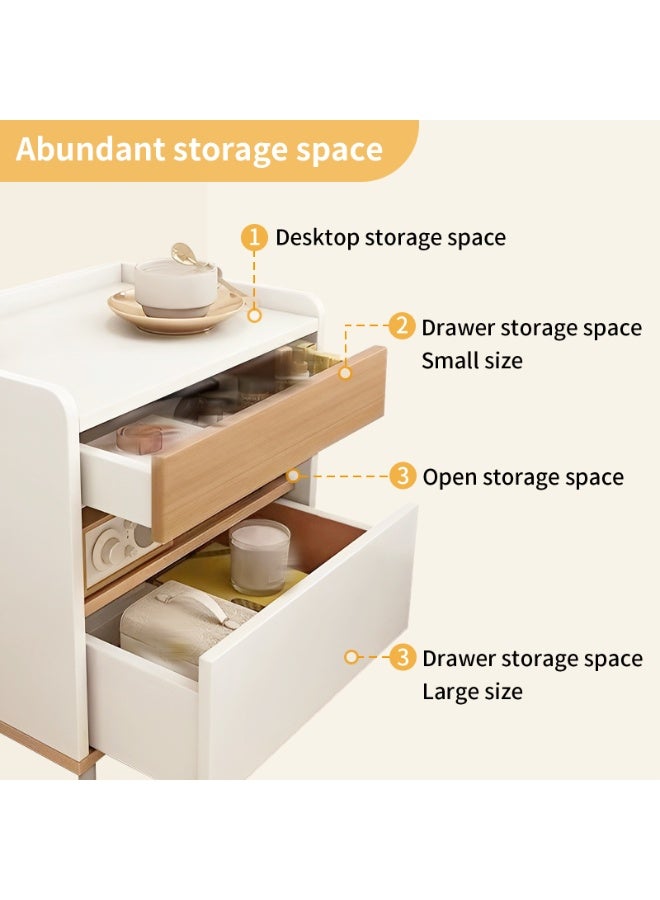 NEWLAN Bedside Table, Nightstand with 2 Storage Drawer and Open Shelf, White Nightstand Easy Assembly, Modern End Side Table for Bedroom. 49*40*34cm - Image 4