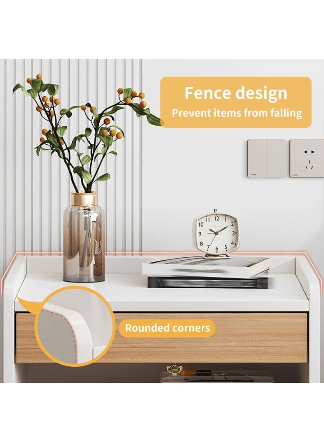 NEWLAN Bedside Table, Nightstand with 2 Storage Drawer and Open Shelf, White Nightstand Easy Assembly, Modern End Side Table for Bedroom. 49*40*34cm - Image 5