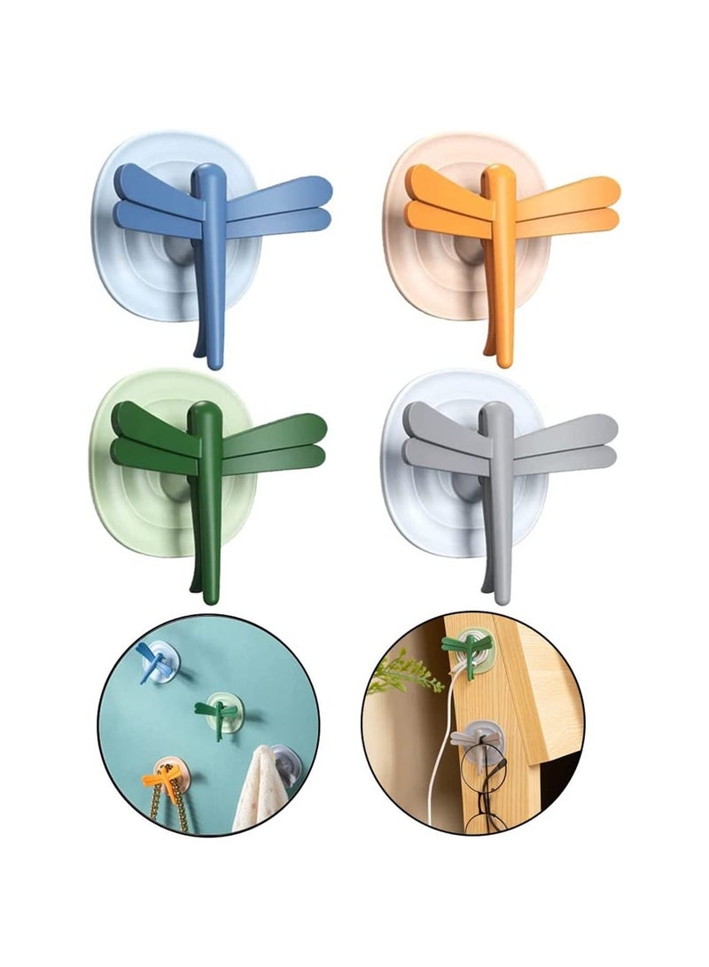Y&D SYOSI Multifunction Wall Hooks, Reusable Dragonfly Seamless Adhesive Holders, Decorative Hooks for Coat Towel Waterproof Bathroom Kitchen Hanging Heavy Duty, 4 Pcs  - Image 1
