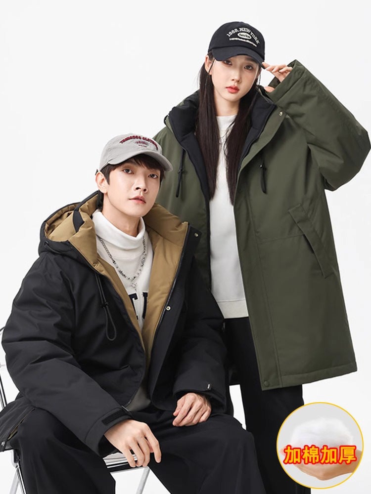 Wassup Winter Down Cotton-Padded Jacket For Men And Women Mid-Length Parker Cotton-Padded Coat Thickened Cotton-Padded Coat Trendy Coat - Image 5