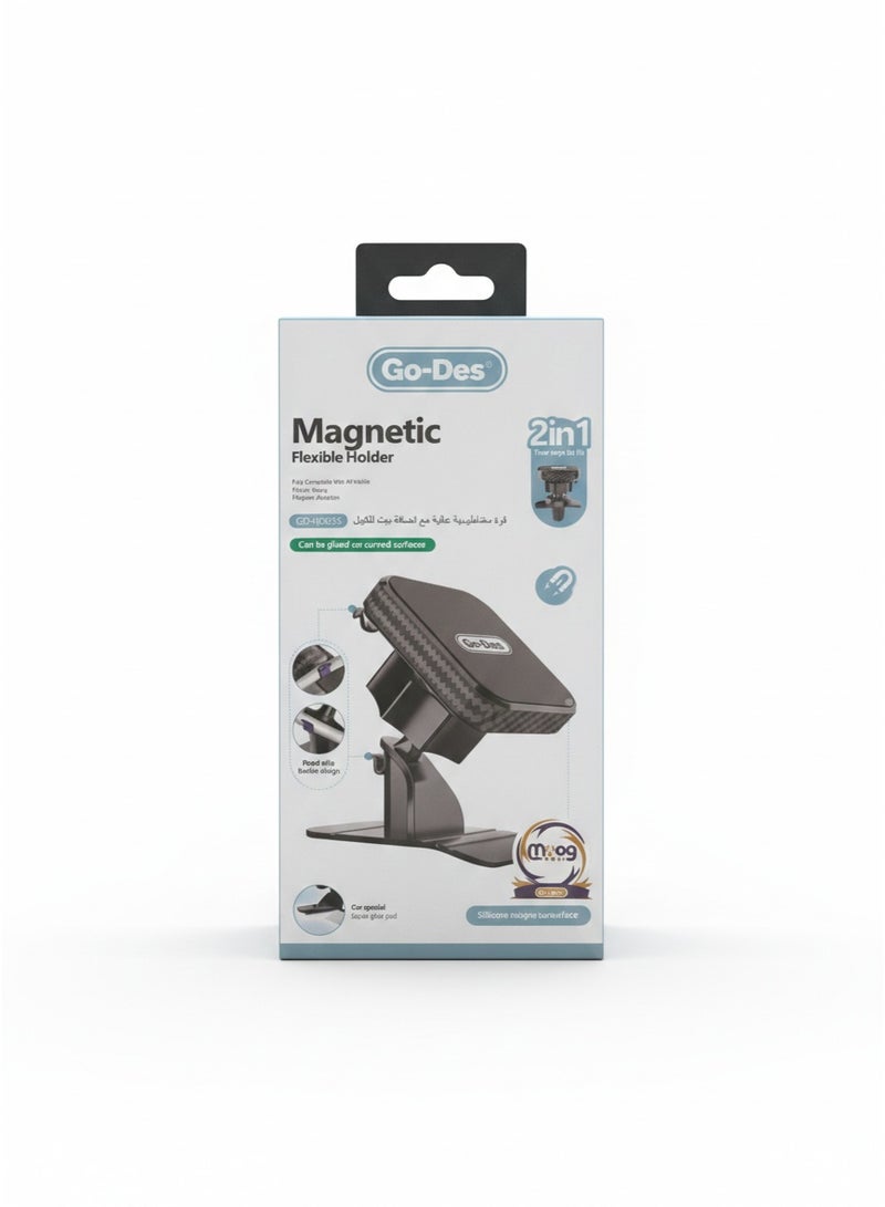 جو-ديز حامل جوال مغناطيسي مرن للسيارة من Go-Des (موديل GD-HD635) - قاعدة قابلة للالتصاق على الأسطح المنحنية، ثبات عالي وقوة مغناطيسية فائقة - Image 3