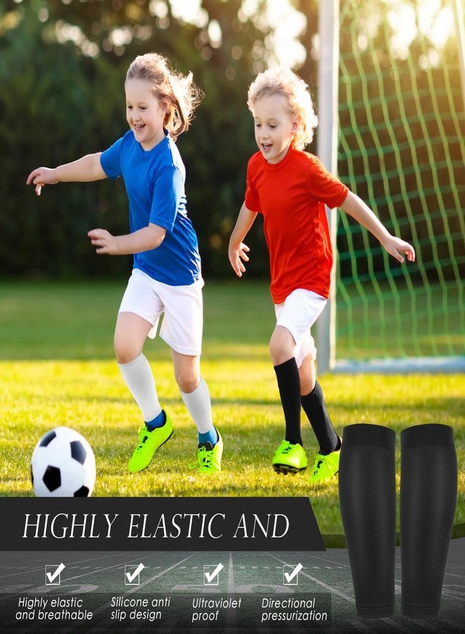 Tarpop 4 Pairs Kids Soccer Leg Sleeves Long Compression Leg Sleeves for Youth Football Protection Calf and Shin Support(Black, White) - Image 5