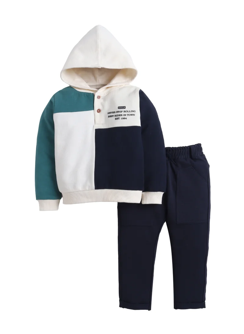 Dirkje Boys Colour Block Hoodie Print & Jogger Pants Set
