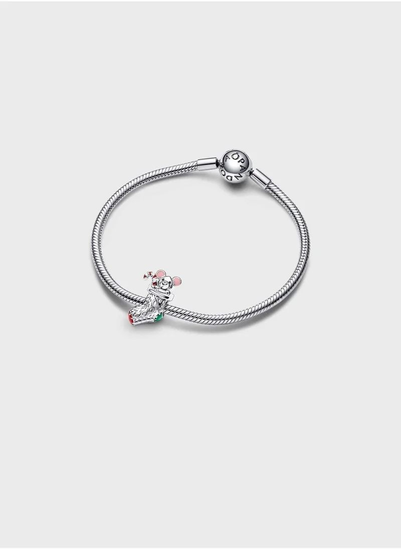 PANDORA Festive Mouse & Stocking Charm