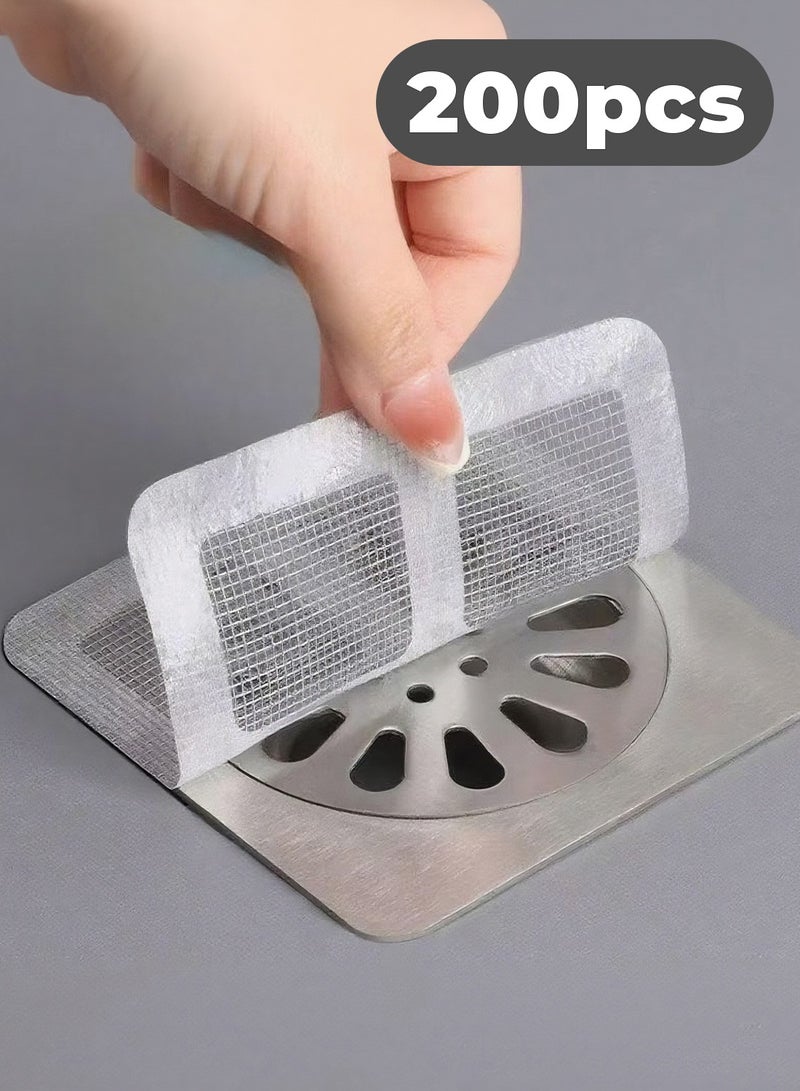 200 Pcs Disposable Hair Drain Stickers Floor Drain Sticker, Floor Sewage Sticker, Anti-Blocking Anti-Insect Filter Debris Paste Fiber Sticker, Sewage Filter Screen, Bathroom, Laundry, Bathtub, Kitchen, Sink 10x10 cm - Image 1
