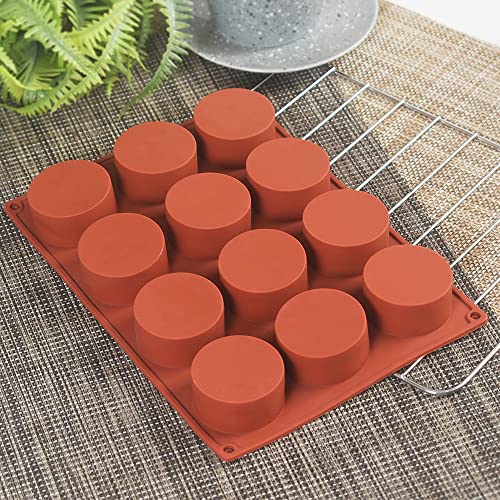 Newk Cylinder Silicone Mold, 2 Packs 12-Cavity Round Cylinder for Cake Pops, Soap, Chocolate Cookie, Bath Bomb, Cheesecake, Chocolate Cover - Image 5