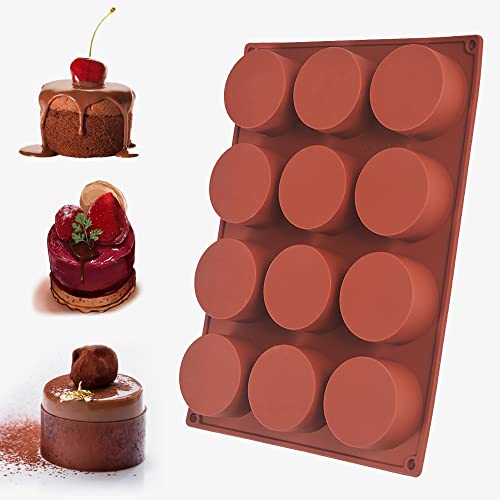 Newk Cylinder Silicone Mold, 2 Packs 12-Cavity Round Cylinder for Cake Pops, Soap, Chocolate Cookie, Bath Bomb, Cheesecake, Chocolate Cover - Image 3