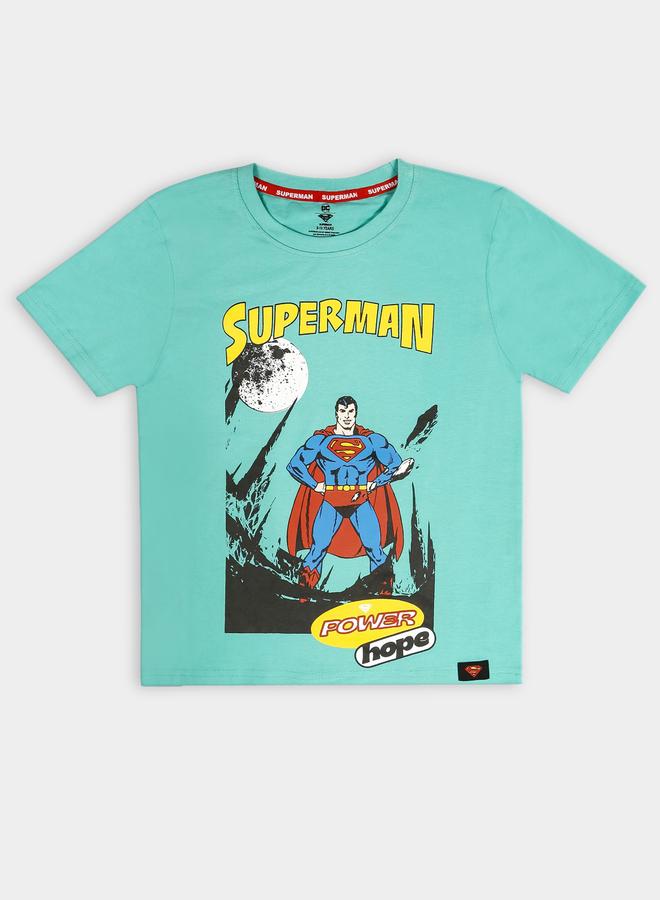 سوبر مان تيشيرت عصري بياقة دائرية وطبعة جرافيك - Image 1
