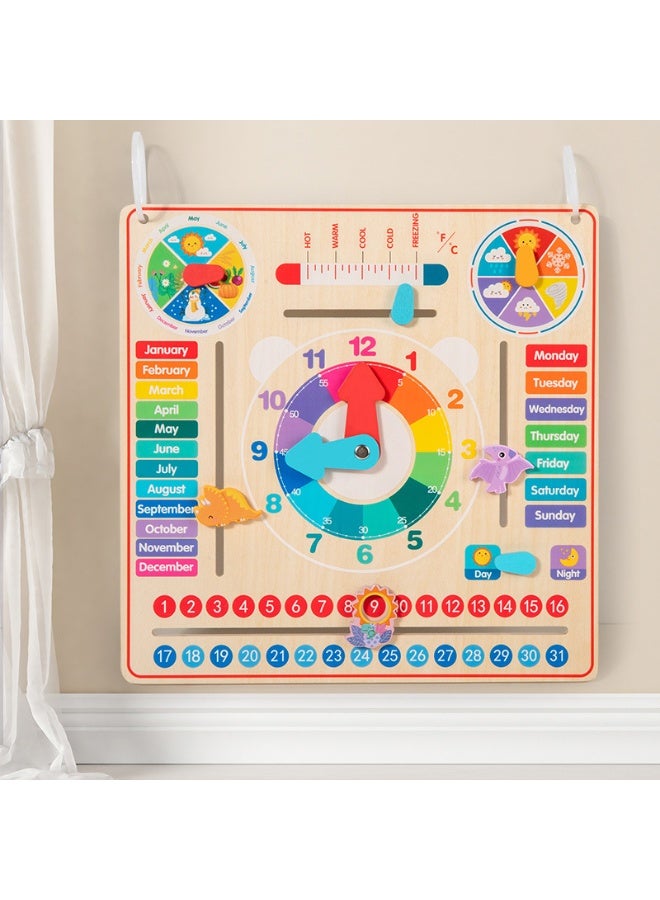 Capstro Wooden Calendar Clock Learning Board for Kids – Montessori Time, Date, Day, Month, Season & Weather Teaching Toy with Moving Sliders, Educational Learning Gift - Image 5